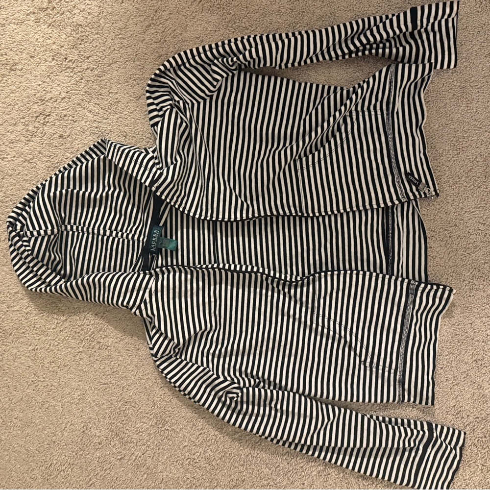 Ralph Lauren Striped Hoodie in Black and White